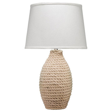 Curved Shape Off White Rope Wrapped Table Lamp 28 in Coastal Nautical Casual