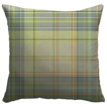 "Light Green and Blue Madras Plaid" Pillow 18"x18"