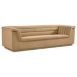 Meridian Furniture - Cascade Upholstered Set, Camel, Velvet, Sofa - Add instant modern pizzazz to your living room or den with this Cascade velvet fabric sofa. Upholstered from top to bottom in soft camel velvet upholstery, this chic sofa adds contemporary flair to any space you choose to use it in. Curved arms and a sleek profile make this sofa beautiful to behold while deep channel tufting adds to its long-term durability and adds a textural feel. Thickly padded arms, back and seat make this chair perfect for curling up in while watching TV or reading the latest bestseller.