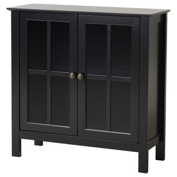 Os Home And Office Black Glass Door Accent And Display Cabinet
