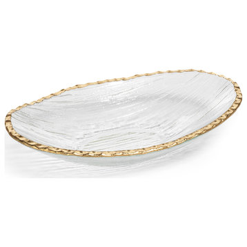 Cassiel Clear Bowls With Jagged Gold Rim, Set of 3, Large