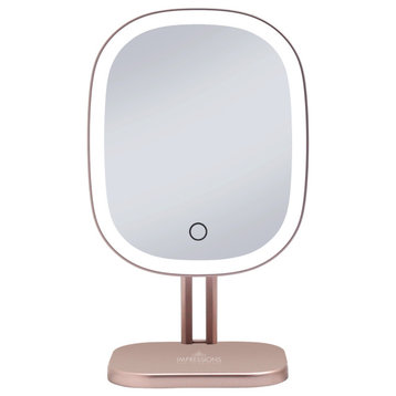 Touch Highlight LED Makeup Mirror, Rose Gold