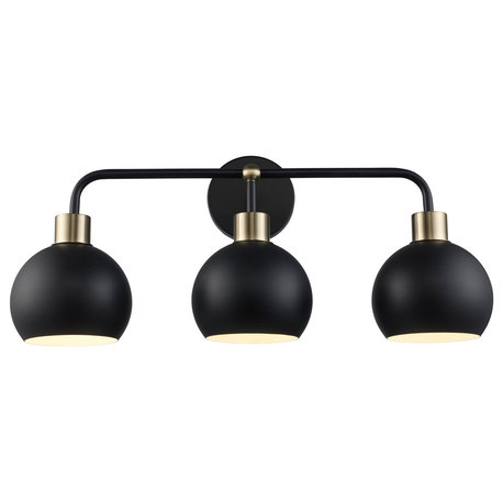 Indigo Three Light Vanity in Black/Antique Gold