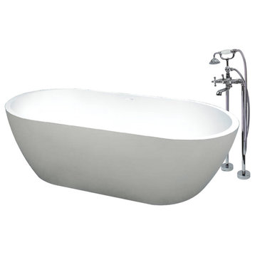 Transolid Sherwood 63"x32"x21" Freestanding Tub and Faucet Kit, White
