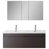 Zuri 55" Double Bathroom Vanity,Wenge,White Polymarble Top,Square Sink,Faucet