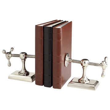 Cyan Design Hot & Cold Bookends, Nickel