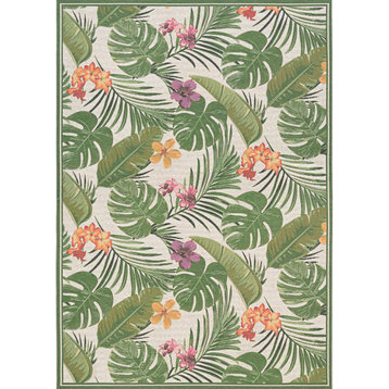 Couristan Dolce Flowering Fern Ivory-Hunter Green Rug 4'x5'10"