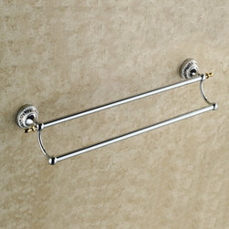 Chrome Finish Double Bars Towel Rack TCB7802 - Bathroom Accessories