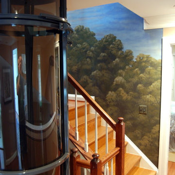 Paris Panorama 360 degree Mural hand painted throughout a 17 foot stairway
