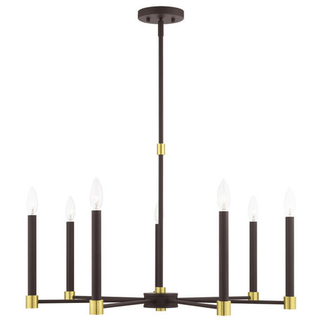 Livex Lighting Karlstad 7 Light Bronze With Satin Brass Accents Chandelier