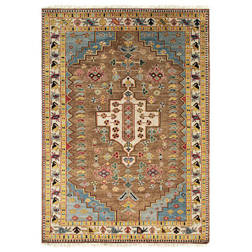 EORC Brown Hand Knotted Wool Knot Rug 8' x 10'