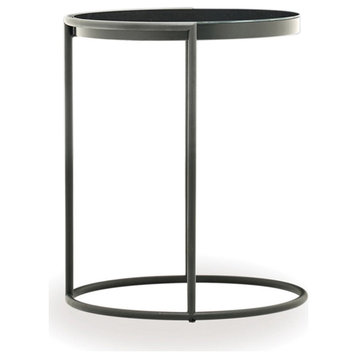 Enza Home Dorian 22" Engineered Wood & Metal Side Table in Black