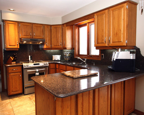 kitchen design with golden oak cabinet
