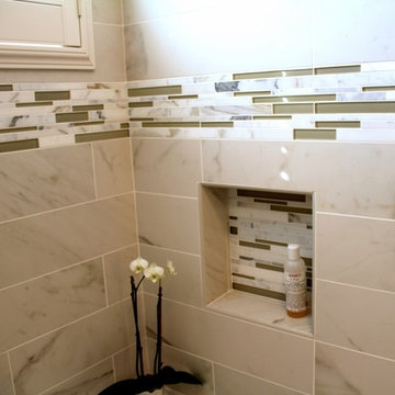 Custom tiled wall Niche and Shower/Tub Grab Bar
