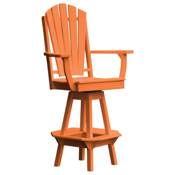Poly Lumber Adirondack Swivel Bar Chair with Arms, Orange