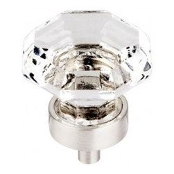 Top Knobs Additions Collection Clear Octogan Crystal Knob 1 1/8" w/ Brushed Sati - Cabinet And Drawer Knobs