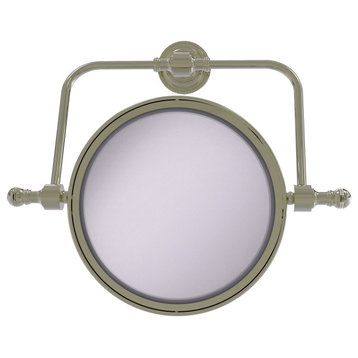 Retro Dot Wall-Mount Make-Up Mirror, 8" Dia, 5X Magnification, Polished Nickel
