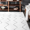 nuLOOM Hand-Tufted Moroccan High-low Texture Striped Area Rug, White, 6'x9'