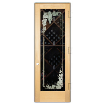 Wine Door - Vineyard Grapes Garland - Maple - 32" x 80" - Knob on Left -...