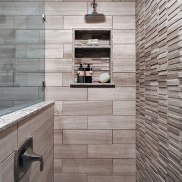 Gray marble mosaic bathroom - Ladera Ranch