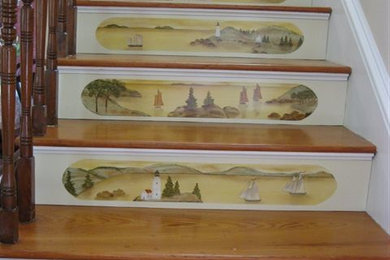 Inspiration for a craftsman staircase remodel in Portland Maine