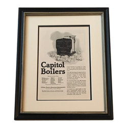 TimelessWalls - Original Vintage 1925 Capitol Boilers Advertisement Framed - Prints And Posters