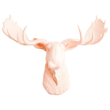 Faux Moose Head Wall Mount, Cameo Pink