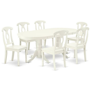 East West Furniture Vancouver 7-piece Wood Table and Dining Chairs in White