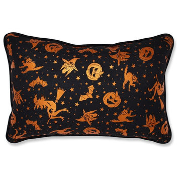 Metallic Halloween Lumbar Pillow Black/Orange