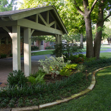 Oklahoma Landscape - Lovely Shade Garden in a Circle Driveway