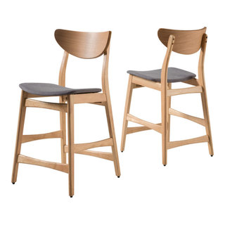 GDF Studio Molle Mid Century Design Counter Stools Gray Oak Set