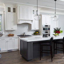 white kitchen black island