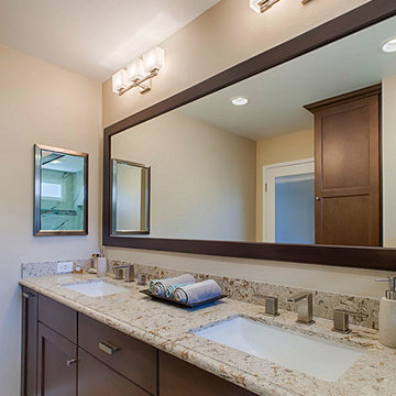 Chic Coutertop and Cabinets in Transitional Master Bathroom Remodel in Moorpark,