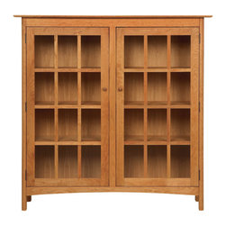 Modern Shaker 2-Glass Door Bookcase - Bookcases