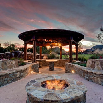 Fireplaces & Fire Pits - Connected Circular Fire Pit and Patio Areas