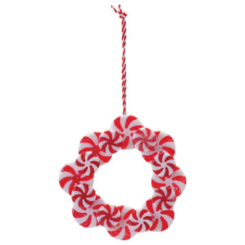 Peppermint Candle Wreath Ornament, Set of 24