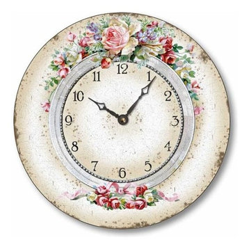 Classical Olde World Floral Clock, 10.5 Inch Diameter