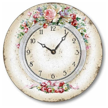 Classical Olde World Floral Wall Clock, 12 Inch Diameter
