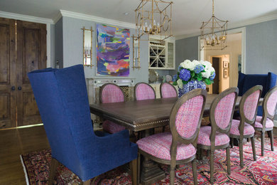 Photo of a mid-sized transitional kitchen/dining combo in Atlanta with blue walls.