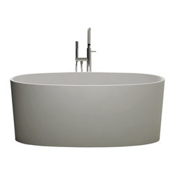 ADM Bathroom Design - ADM Oval Freestanding Bathtub, White, 61", Matte White - Bathtubs