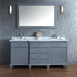 60 inch Gray Double Sink Bathroom Vanity Set - Bathroom Vanities And Sink Consoles