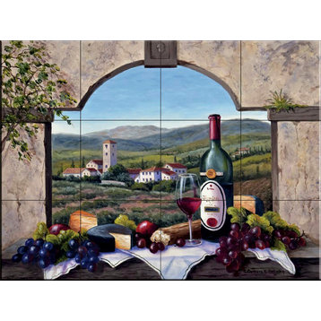 Tile Mural, A Tuscany Vista by Barbara Felisky