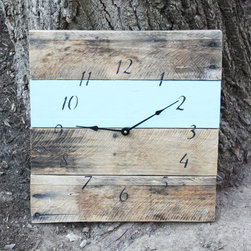 Reclaimed Wood Clock-Blue - Products