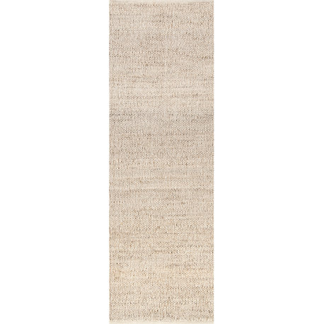 Nuloom Elfriede Farmhouse Jute Blend Area Rug, Natural 2'6"x6'