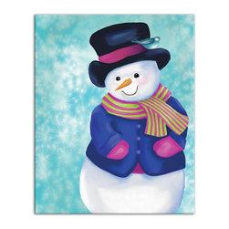 DDCG - Classic Winter Snowman Canvas Wall Art, 16"x20" - Prints And Posters