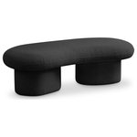 Meridian Furniture - Luka Boucle Fabric Upholstered Bench, Black - Elevate the aesthetic appeal of your living space with the stunning Luka Bench. Its rich black boucle fabric adds a touch of sophistication, while its striking design is sure to catch the eye. The bench seamlessly combines style and comfort, making it a perfect addition to your home decor.