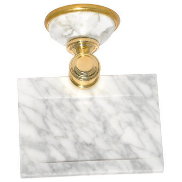 Soap Dish With Arabescato Marble Accents, Polished Gold