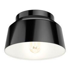 Hunter Cranbrook Collection 1-Light Cylinder Flush Mount, Matte Black