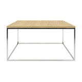 Gleam Square Coffee Table, Oak, Chrome Feet