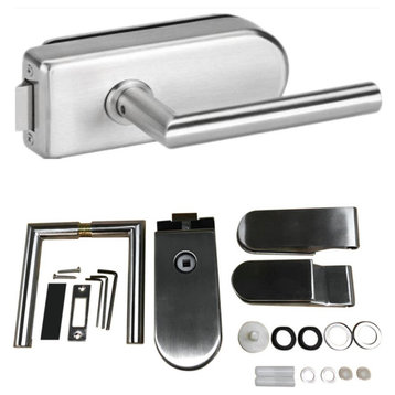 Interior Hinged Glass Door + Handles Lock Set, 24"x80" Inches, Right
